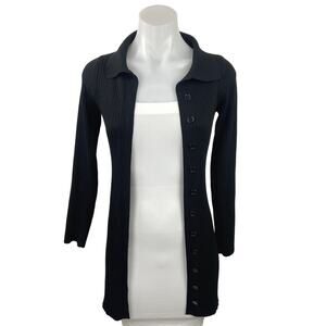 Fashion Nova Women's Black Long Sleeve Button Ribbed Sweater Cardigan Jacket S